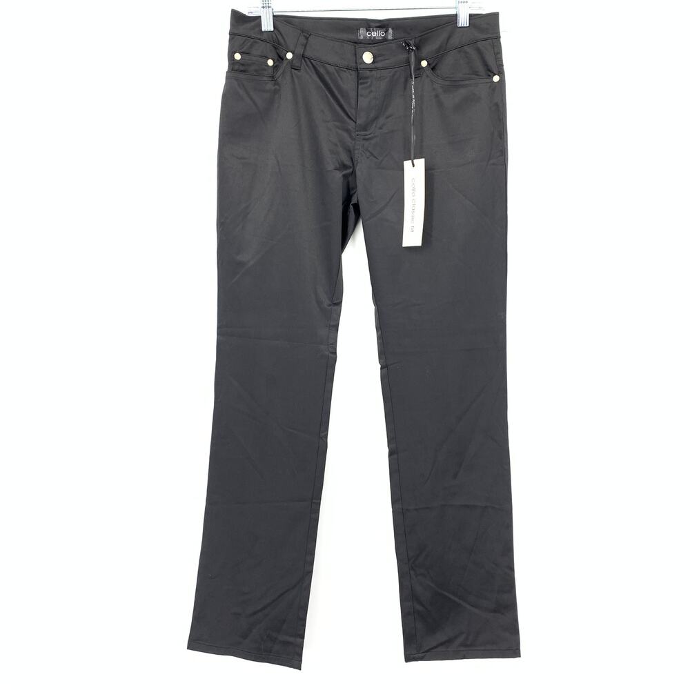 Cello Sateen Stretch Skinny Pants Womens Size Medium Black NEW